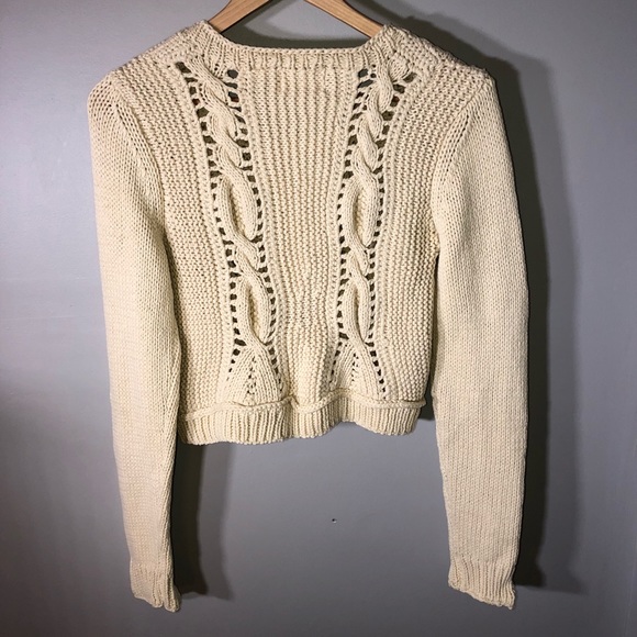 Anthropologie Wavy Cables Knit Sweater Cardigan L - Picture 7 of 8